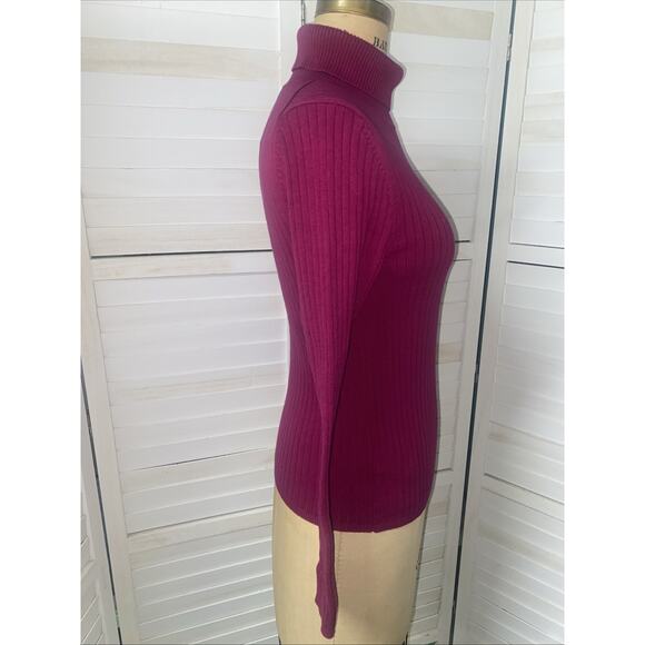 Talbots Woman’s Burgundy Turtle Neck Long Sleeve Knit Pullover Sweater Medium - Picture 3 of 8